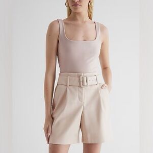 Express Faux Leather Belted Shorts
